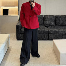 Load image into Gallery viewer, Retro Red Collarless Woolen Thickened Suit Jacket
