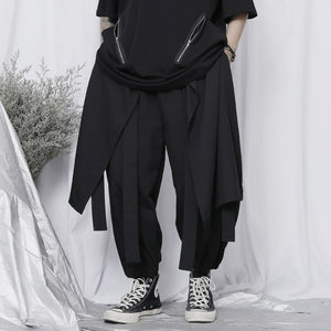 Black Oversized Loose Cropped Pants