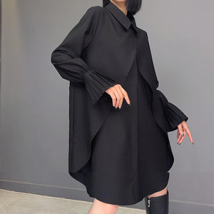 Loose Polo Collar Long Sleeve Dress