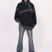 Load image into Gallery viewer, Retro Lazy Patchwork Half-zip Lapel Sweater
