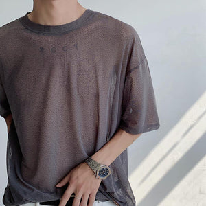 Thin Cutout See-through Mesh Short-sleeved T-shirt