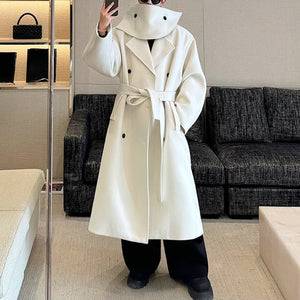 Loose Scarf Suit Collar Wool Coat