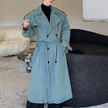 Load image into Gallery viewer, Washed Denim Oversized Trench Coat
