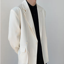 Load image into Gallery viewer, Slit Relaxed White Lapel Blazer
