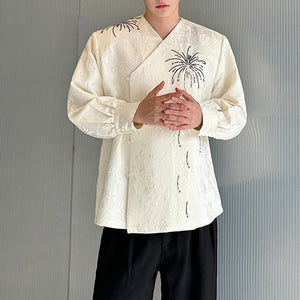 Fireworks Embroidered Jacquard Long-sleeved Shirt