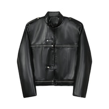 Load image into Gallery viewer, Stand Collar Windproof Loose Leather Jacket
