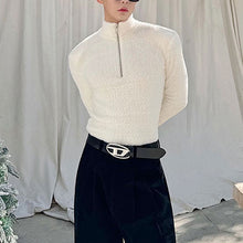 Load image into Gallery viewer, Tight-fitting Shoulder-padded Zipper Turtleneck Sweater
