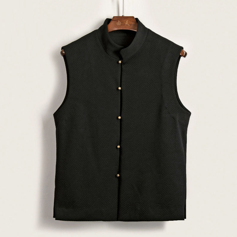 Retro Waistcoat Copper Button Stand Collar Vest