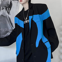 Load image into Gallery viewer, Black and Blue Raw Edge Irregular Blazer
