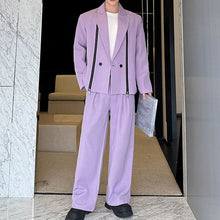 Load image into Gallery viewer, Double Zipper Deconstructed Shoulder Pad Suit Jacket and Trousers Two-piece Suit
