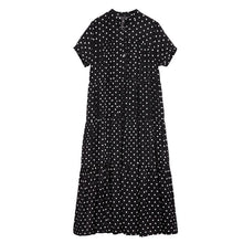 Load image into Gallery viewer, Stand Collar Polka Dot Short Sleeve Dress
