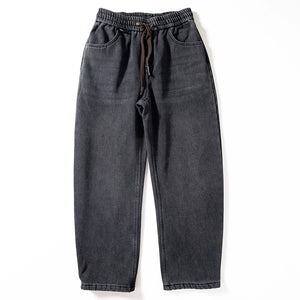 Loose Straight-leg Velvet Denim Casual Pants