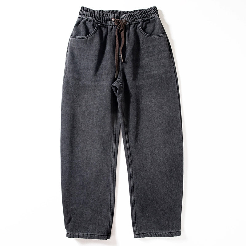 Loose Straight-leg Velvet Denim Casual Pants