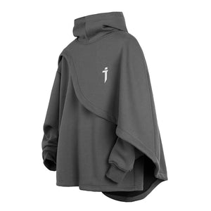 High Collar Fake Two Piece Cape Hooded Sweatshirt