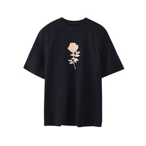 Rose Print Shoulder Pad T-shirt