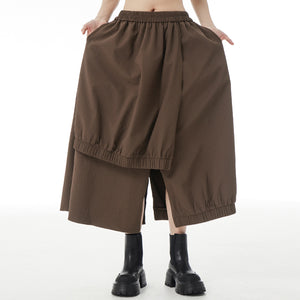 Solid Color Loose Casual A-line Culottes