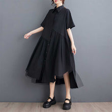 Load image into Gallery viewer, Mesh Patchwork Loose Irregular Shirt Dress
