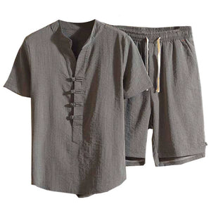 Linen T-shirt and Shorts Two-Piece Set