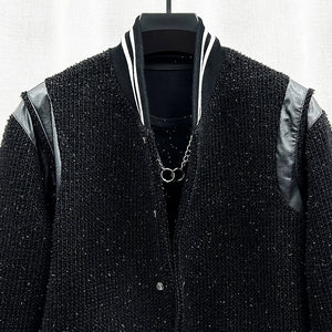 Baseball Collar Gold Dot Warm Jacket