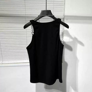 Metallic Stitching Elastic Sleeveless Vest