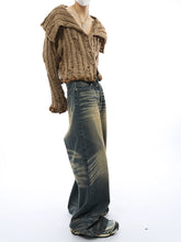 Load image into Gallery viewer, Distressed Lapel Short Knitted Sweater Cardigan
