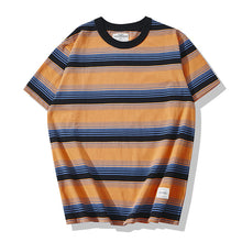 Load image into Gallery viewer, 230g Round Neck Striped Short Sleeve T-Shirt
