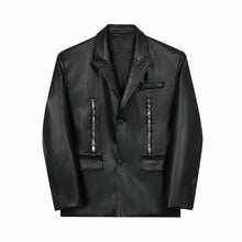 Load image into Gallery viewer, Zippered Single-breasted PU Leather Jacket
