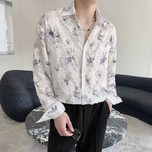 Three-dimensional Embroidery See-through Loose Shirt