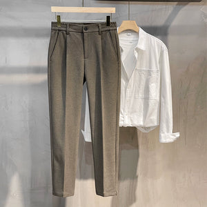 Straight Slim Woolen Casual Pants