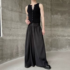 Layered Pleated Drape Wide-leg Culottes