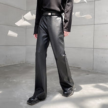 Load image into Gallery viewer, Black PU Leather Flared Casual Pants
