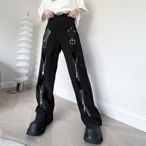 Dark Deconstructed Zip Straight Trouser