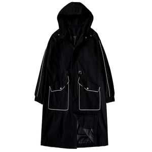 Hooded Mid-length Windbreaker Jacket