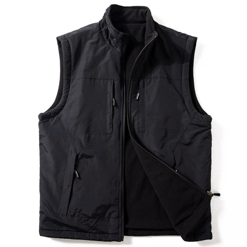 Double-sided Cotton Plus Velvet Thick Warm Stand Collar Vest