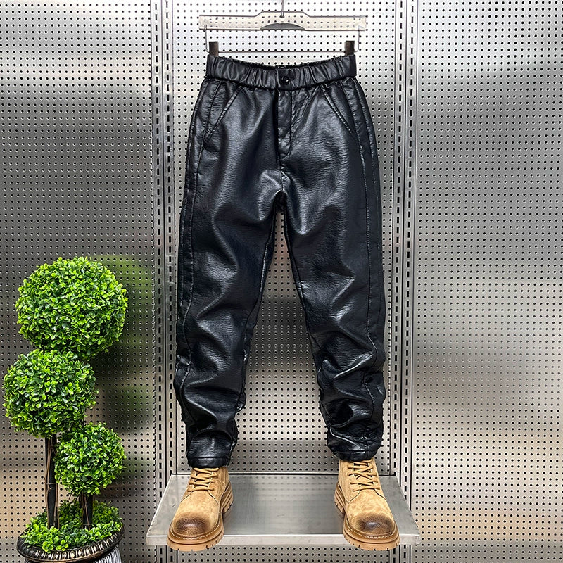 Loose Straight Leather Pants