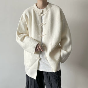 Stand Collar Buttoned Knitted Cardigan