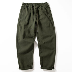 Thick Brushed Cotton Loose Straight Pants