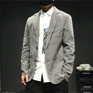 Striped Solid Loose Fit Suit Jacket