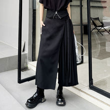 Load image into Gallery viewer, Irregular Pleated Ribbon Stitching Fake Two-piece Wide-leg Pants
