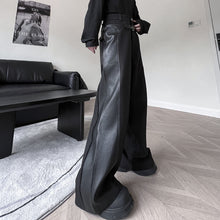 Load image into Gallery viewer, Dark Structured Patchwork Leather Wide-leg Pants
