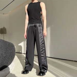 Panelled Straight Wide-leg Trousers