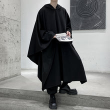 Load image into Gallery viewer, Dark Black Long Bat Sleeve Hooded Cape
