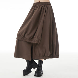 Solid Color Loose Casual A-line Culottes