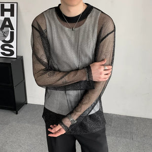 Mesh Transparent Casual Bottoming Shirt