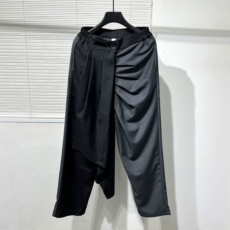 Fake Two-piece Contrasting Color Harem Pants