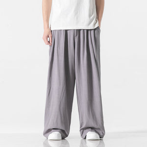 Loose Solid Straight-leg Pants