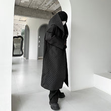 Load image into Gallery viewer, Dark Lightweight Rhombus Hooded Over-the-knee Cotton Jacket
