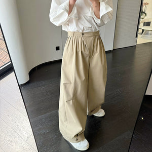 Pleated Silhouette Three-dimensional Workwear Loose Wide-leg Pants