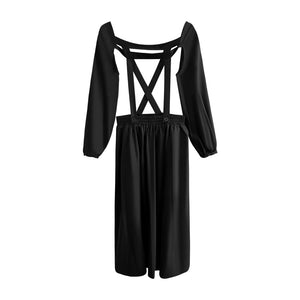 Irregular Detachable Black Vintage Dress