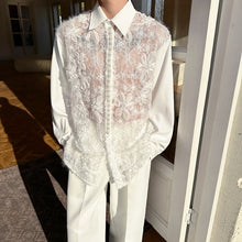 Load image into Gallery viewer, Hollow 3D Floral Stitching Pearl Shirt
